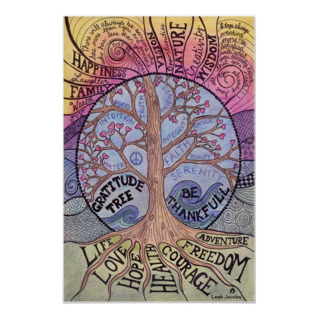 Poster Gratitude Tree Glossy Imprimer (Devant)