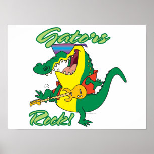Poster grators rock n roll alligator dessin animé