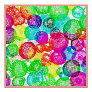 Poster Gravure avec Motif Abstrait couleur