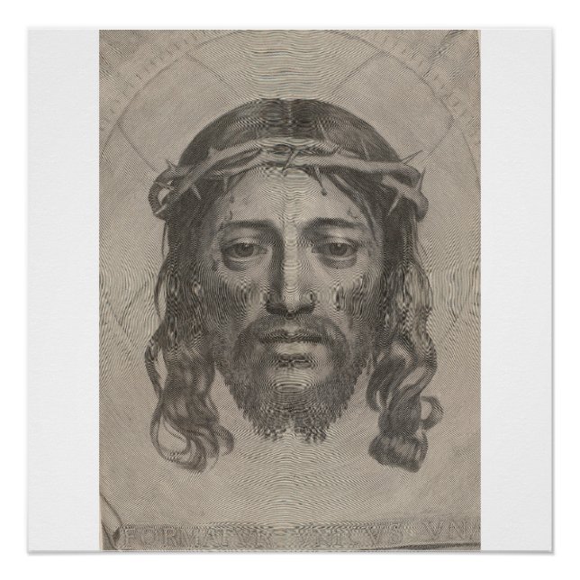 Poster Gravure du visage du Christ de Claude Mellan en 16 (Devant)