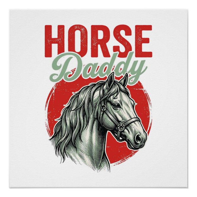 Poster Gravure vintage de papa cheval (Devant)