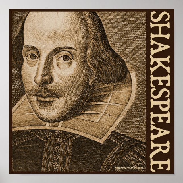 Poster Gravures Shakespeare Droeshout (Devant)