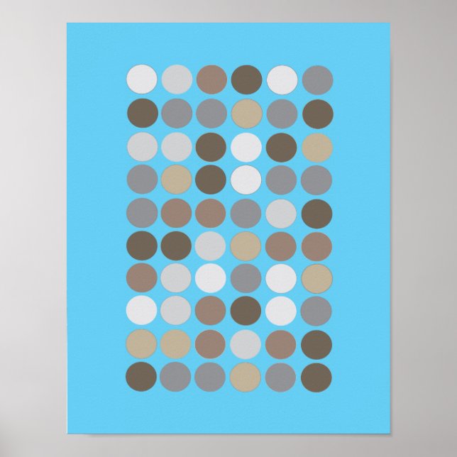 Poster Gray & Brown Circles Blue Modern Pattern Abstract (Devant)