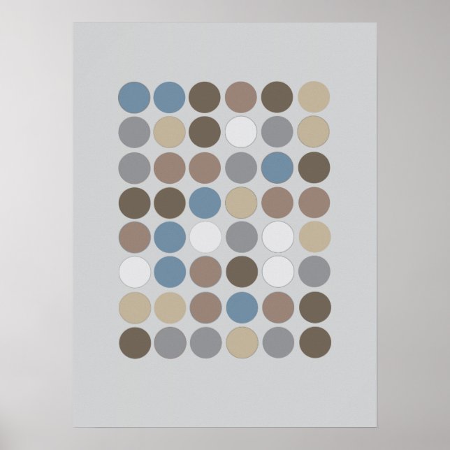 Poster Gray Brown & Slate Blue Circles Pattern Modern (Devant)