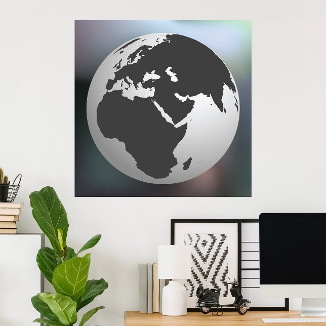 Poster Gray Earth Globe (Créateur téléchargé)
