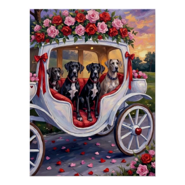 Poster Great Dane Dog Valentine's Day (Devant)