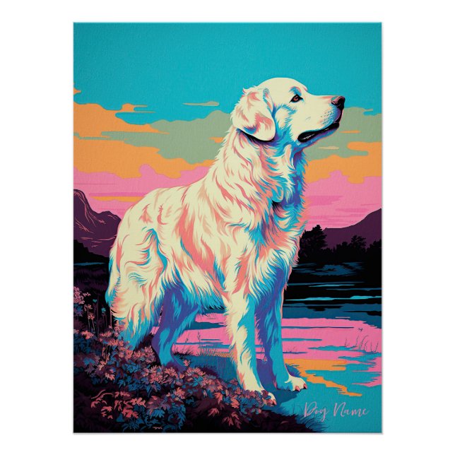 Poster Great Pyrenees Dog 002 - Bruno Pokopen (Devant)