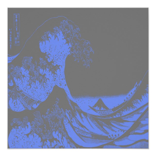 Poster Great Wave Blue & Grey (Devant)