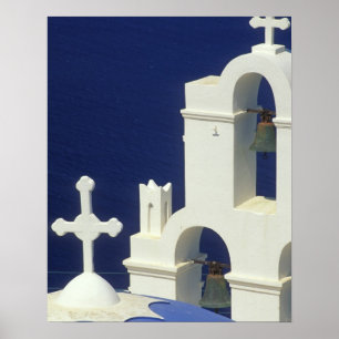 Poster Grèce, Santorin. Vue d'une église grecque et