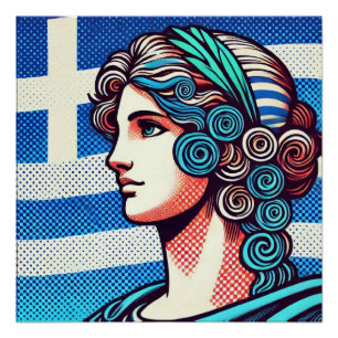 Poster Greek flag