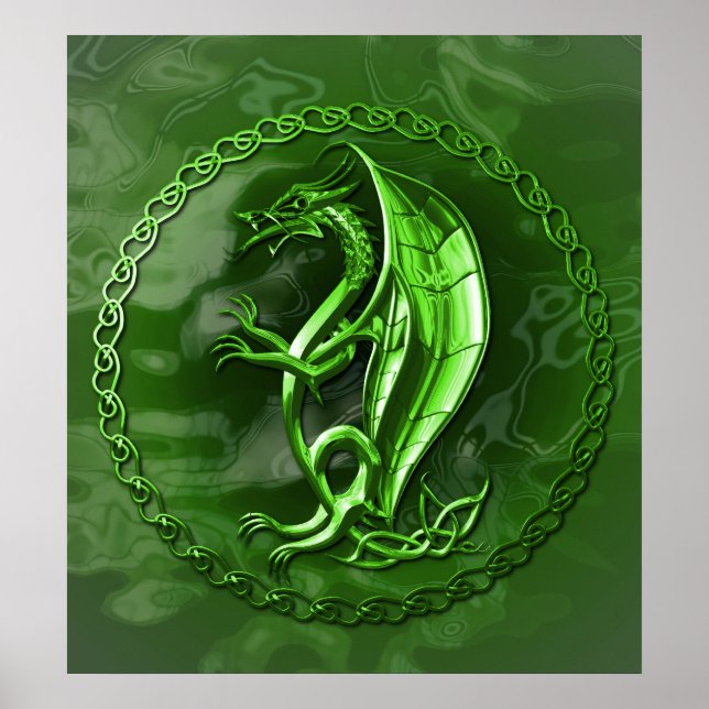 Poster Green Celtic Dragon (Devant)