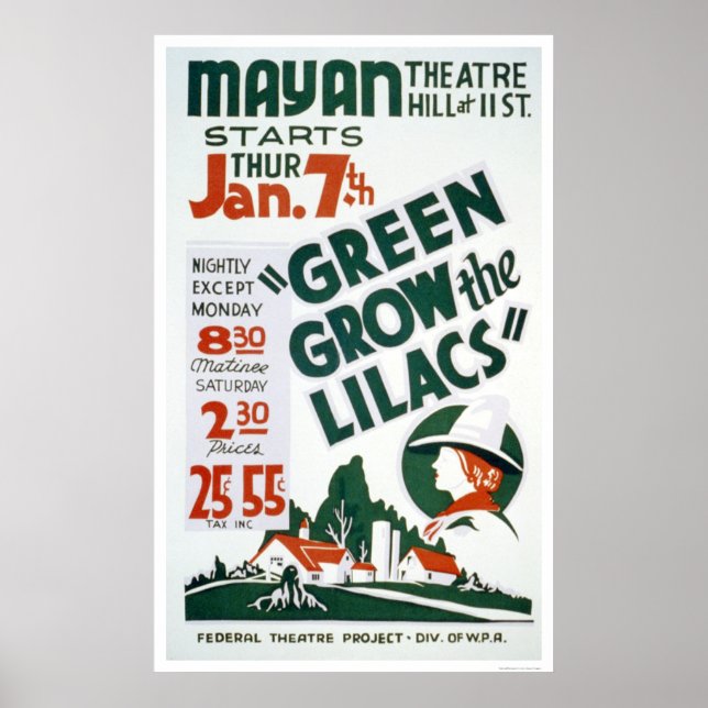 Poster Green Grow The Lilacs 1937 WPA (Devant)