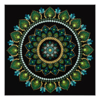 Green Mandala | Handpainted | Sacred Geometry