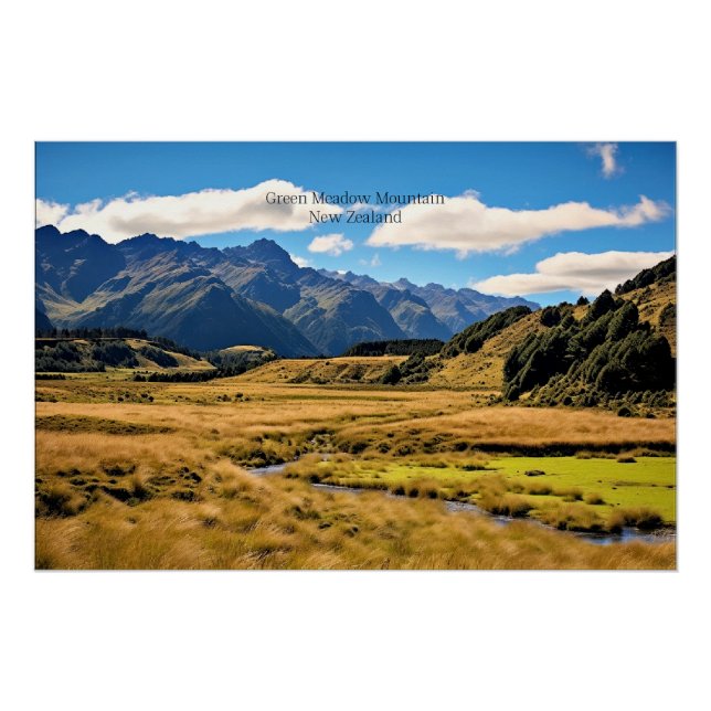 Poster Green Meadow Mountain/IA générée, (Devant)