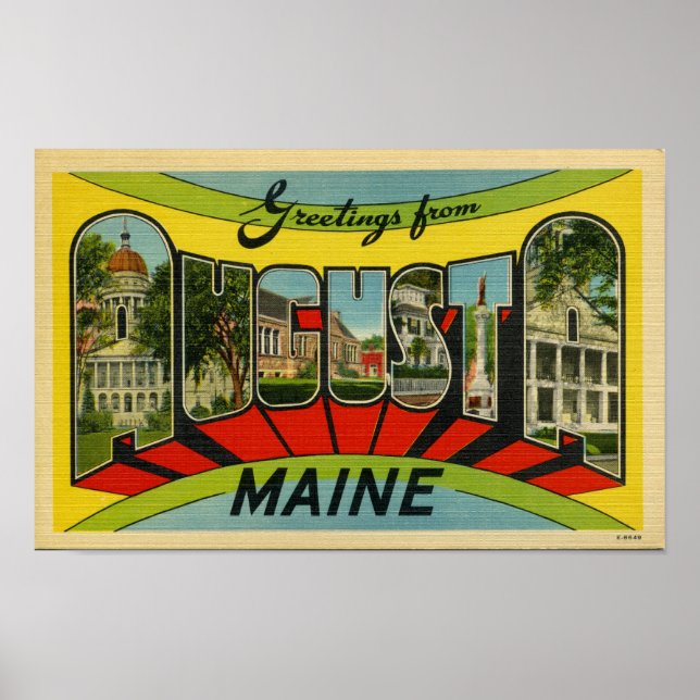 Poster Greetings from Augusta, Maine Giant Postcard (Devant)