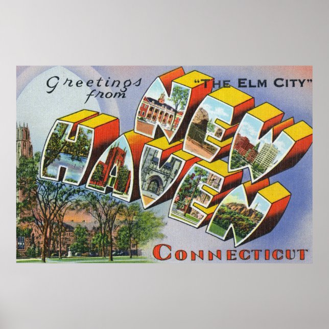 Poster Greetings From New Haven, CT (Devant)