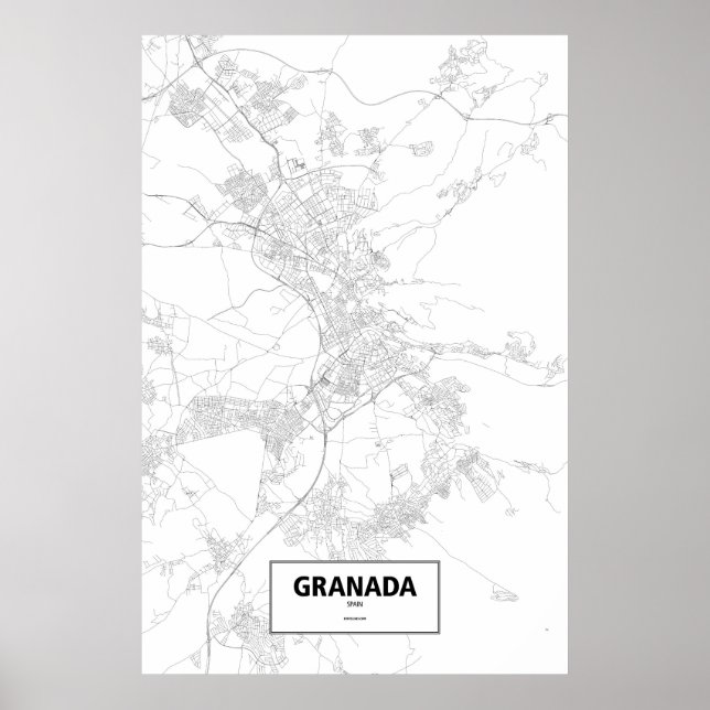 Poster Grenade, Espagne (noir sur blanc) (Devant)