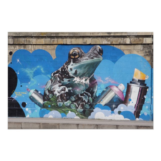 Poster Grenouille cool entre les boîtes de Spray (Devant)