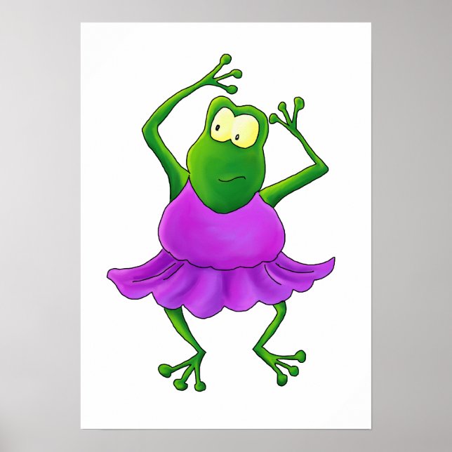 Poster Grenouille de Ballerina avec Tutu pourpre (Devant)