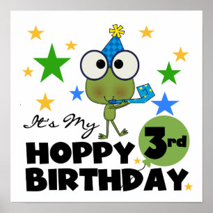 Poster Grenouille-Hoppy 3e Anniversaire Tshirts et cadeau