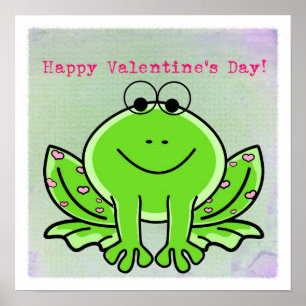 Poster Grenouille Saint-Valentin