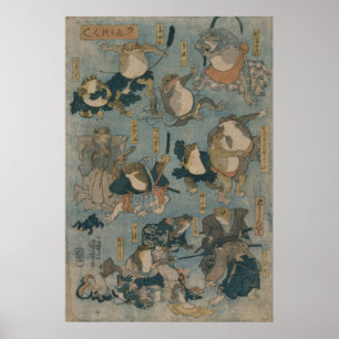 Poster Grenouilles Ukiyo-e