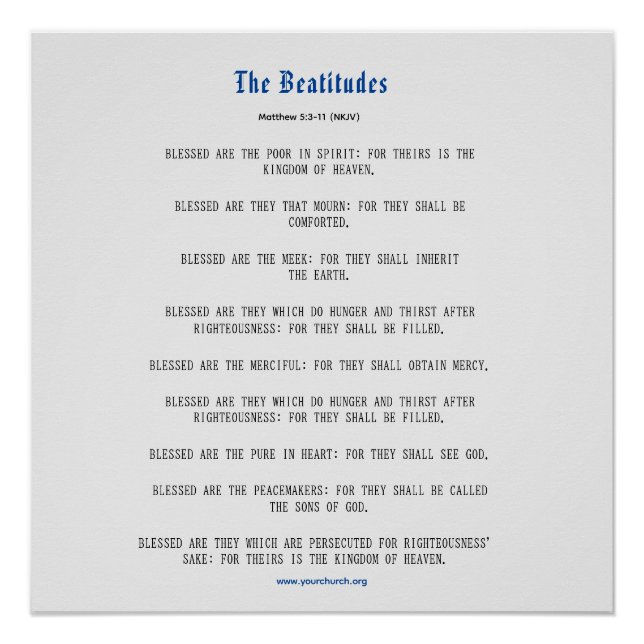 Poster Grey and Blue Beatitudes Inspiration (Devant)