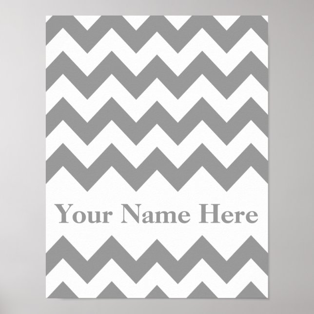 Poster Grey Bold Chevron avec nom (Devant)