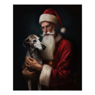Poster Greyhound avec le Père Noël Noël Festif