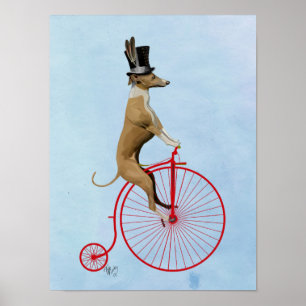 Poster Greyhound sur Red Penny Farthing Bike