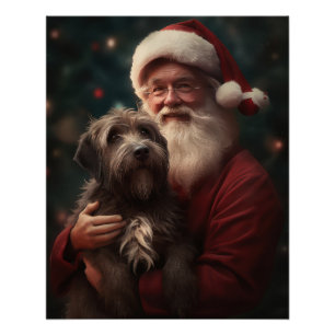Poster Griffon à poil dur Père Noël Noël