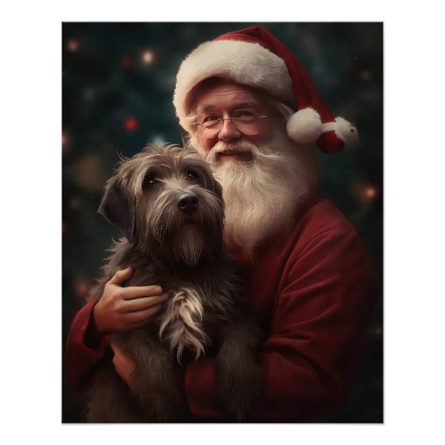 Poster Griffon à poil dur Père Noël Noël (Devant)