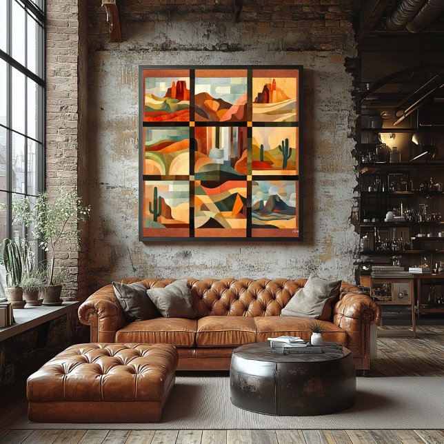 Poster Grille d'art du désert à cadre Brown - Paysage géo (Créateur téléchargé)