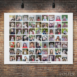 Poster Grille de collage photo de 63 Carrés avec texte -