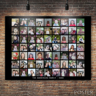 Poster Grille de collage photo de 63 Carrés avec texte -