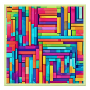 Poster Grille de néon - Mosaïque Abstraite colorée