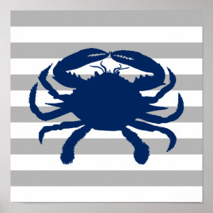 Poster Gris et blanc de crabe bleu marine