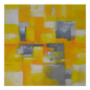 Poster gris jaune blanc moderne peinture abstraite