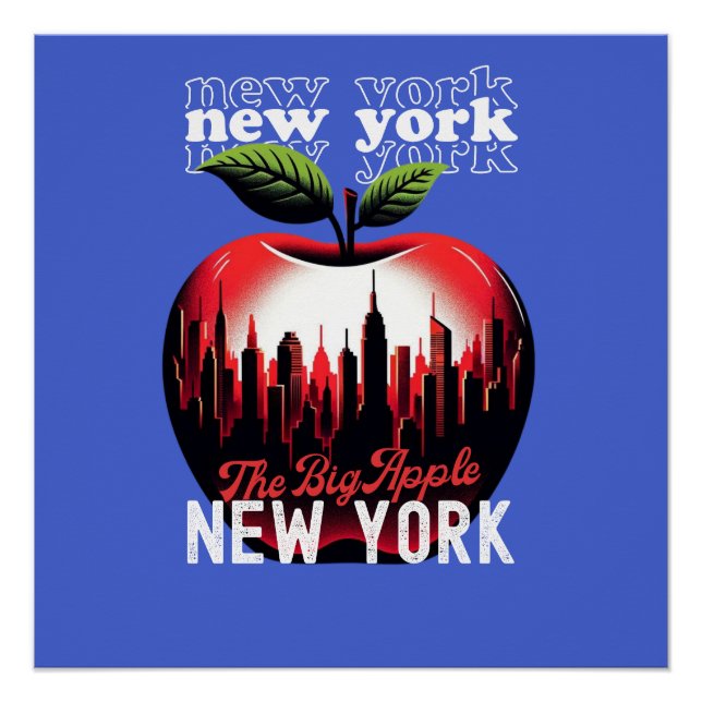 Poster Gros Apple | New York City | Retro Graphic (Devant)