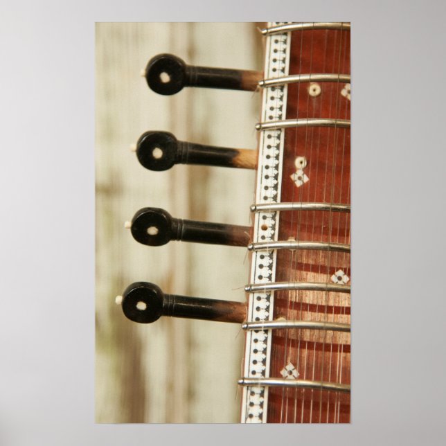Poster Gros plan sur le sitar indien Kunti (Devant)