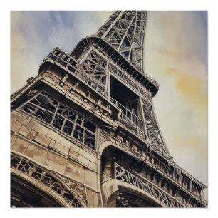 Poster Gros plan Tour Eiffel Paris Love City Travel