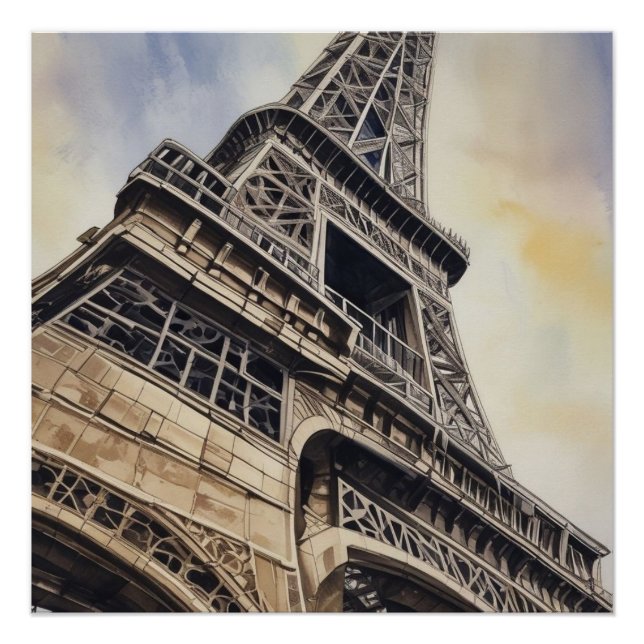 Poster Gros plan Tour Eiffel Paris Love City Travel (Devant)