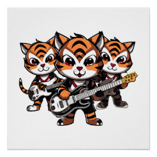 Poster Groupe de Tigres Jouant
