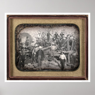 Poster Groupe des vingt-trois mineurs à Sluice [vers 1852