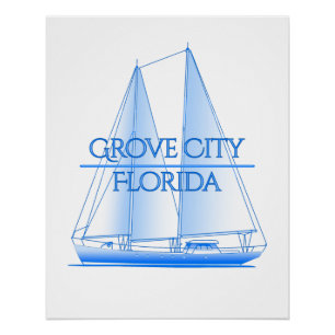 Poster Grove City Côtier Nautique Voilier