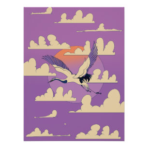 Poster Grue asiatique rose