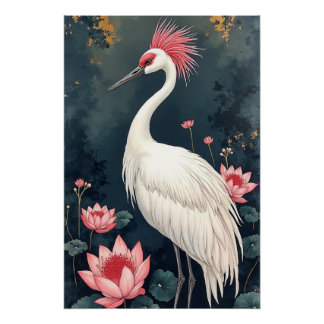 Poster Grue Blanche Japonaise Belle