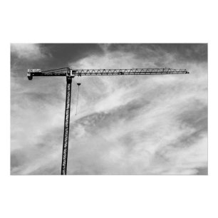 Poster Grue de construction artistique Photo noir et blan