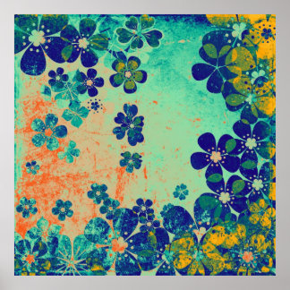 Poster Grunge floral art arrière - plan motif 3