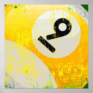 Poster Grunge Style Numéro 9 Billard Ball